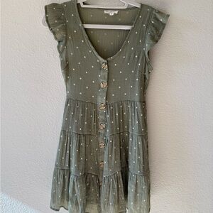 Blu Pepper Olive Polka Dot Dress